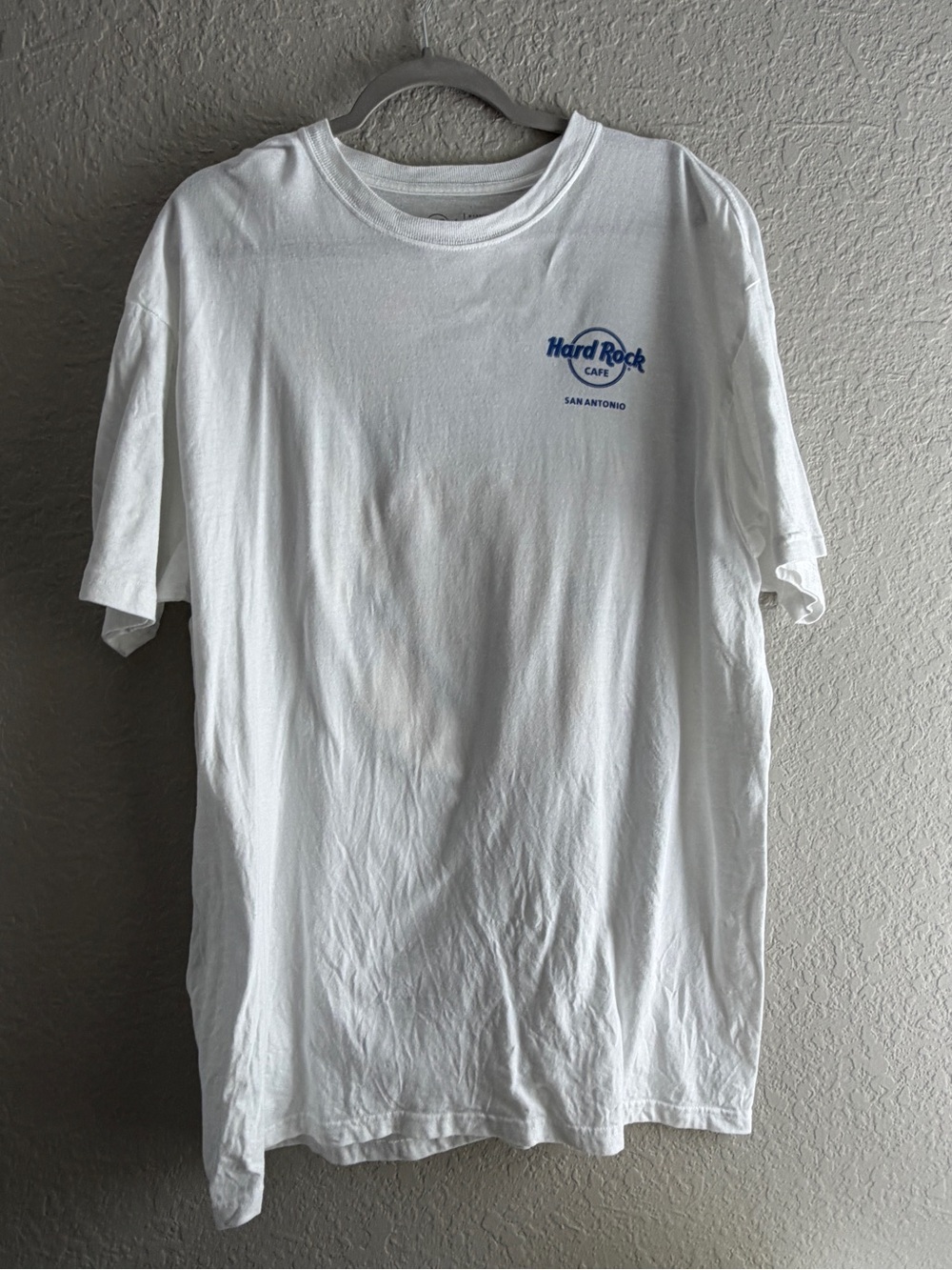 Hard Rock Cafe White Tee with Blue Logo - San Antonio